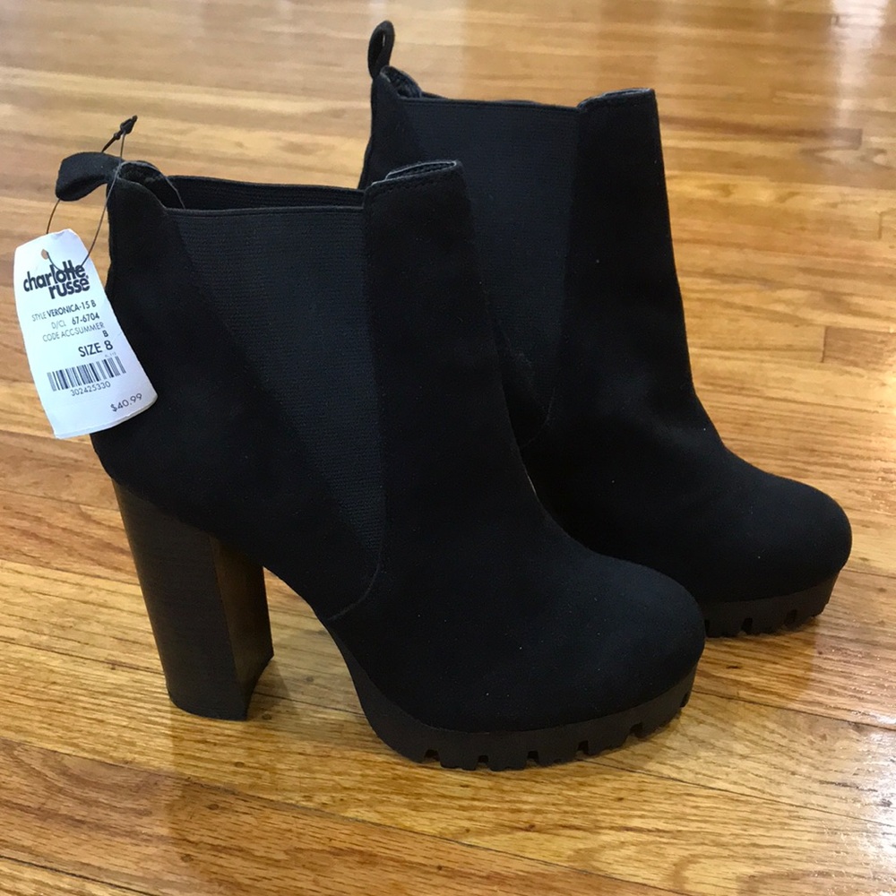 NWT Charlotte Russe Black Lug Sole Boots